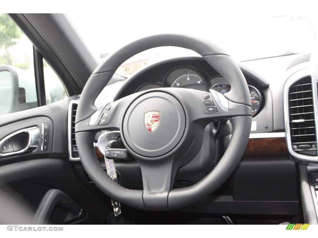 2013 Porsche Cayenne Diesel Black Steering Wheel Photo #79984865