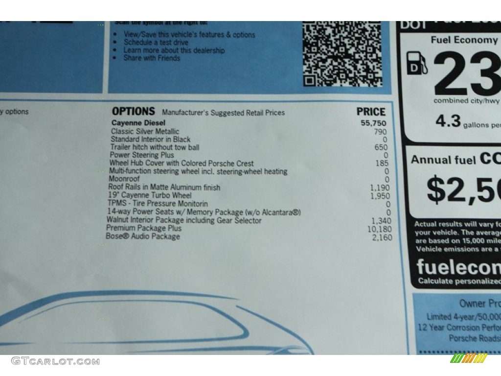 2013 Porsche Cayenne Diesel Window Sticker Photo #79985069
