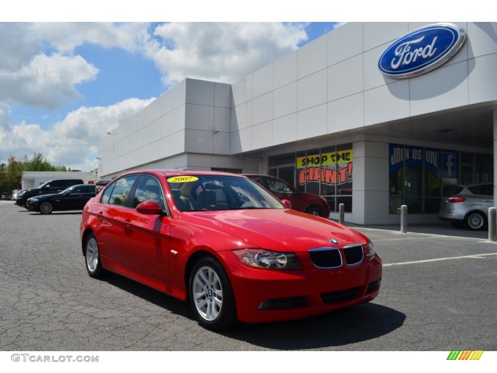 2007 3 Series 328i Sedan - Crimson Red / Beige photo #1