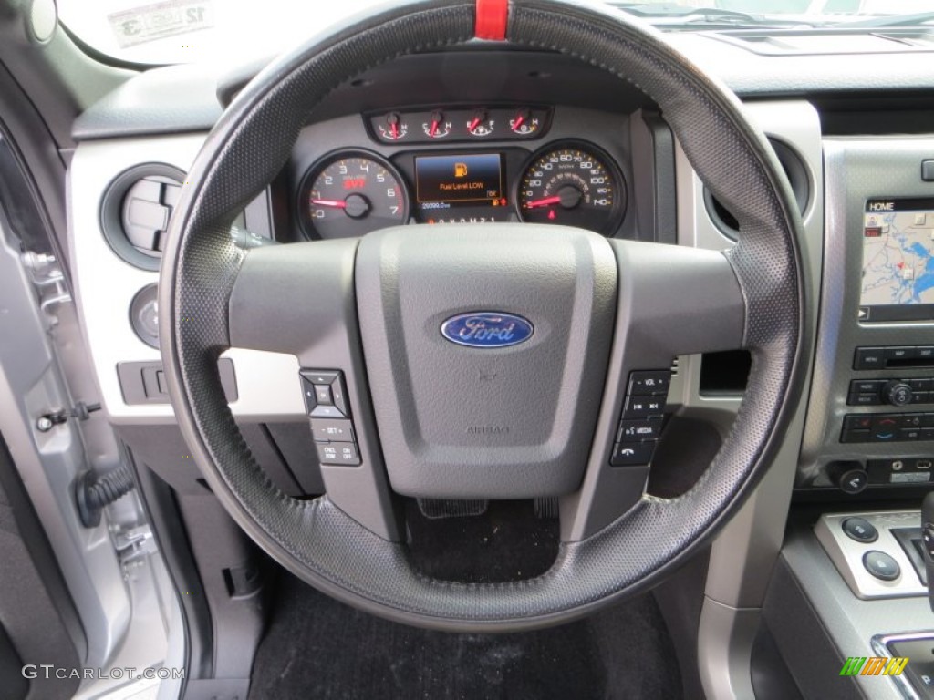 2011 Ford F150 SVT Raptor SuperCrew 4x4 Raptor Black Steering Wheel Photo #80004653