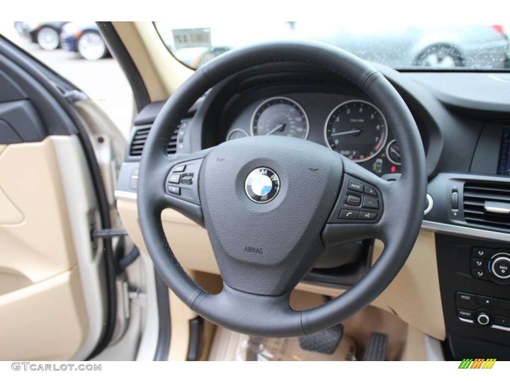 2013 BMW X3 xDrive 28i Sand Beige Steering Wheel Photo #80005829