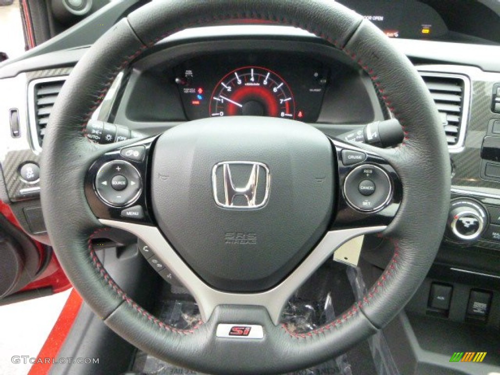 2013 Honda Civic Si Sedan Black Steering Wheel Photo #80011055