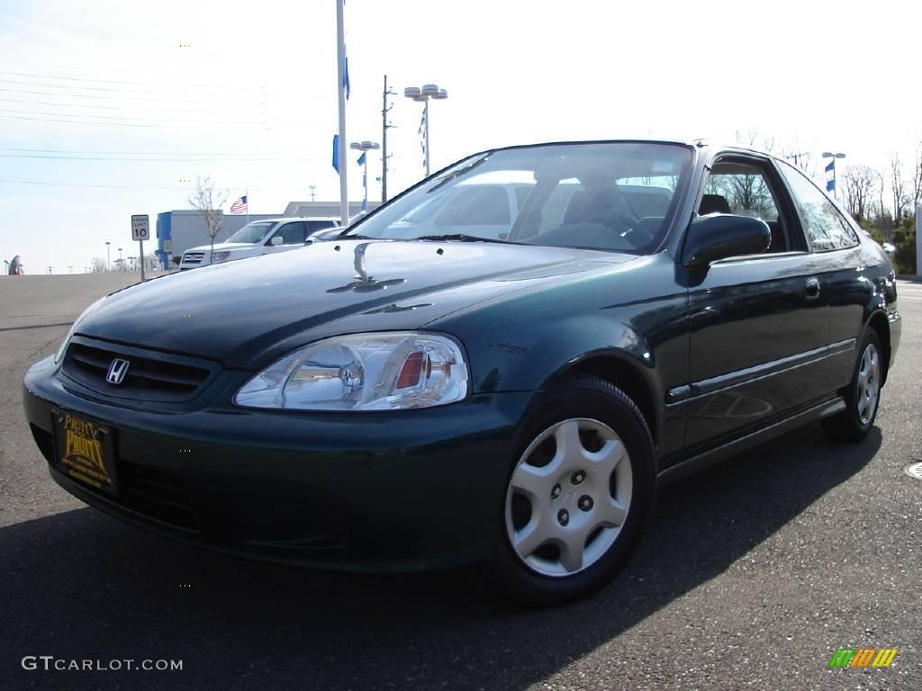 1999 Civic EX Coupe - Clover Green Pearl / Gray photo #1