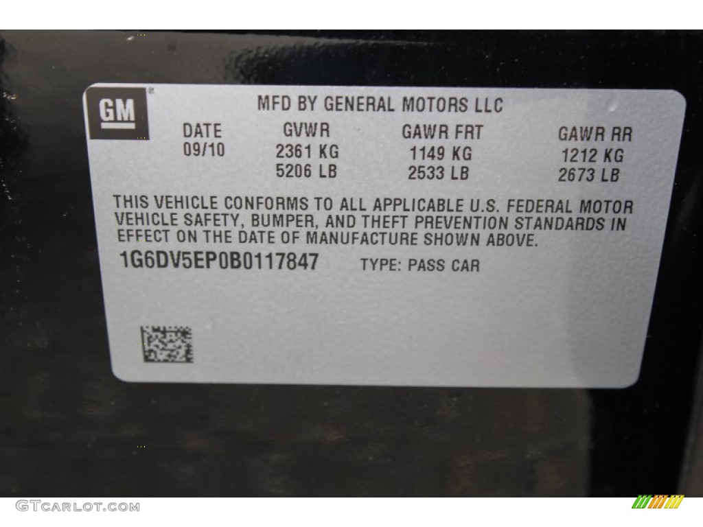 2011 Cadillac CTS -V Sedan Info Tag Photo #80018310