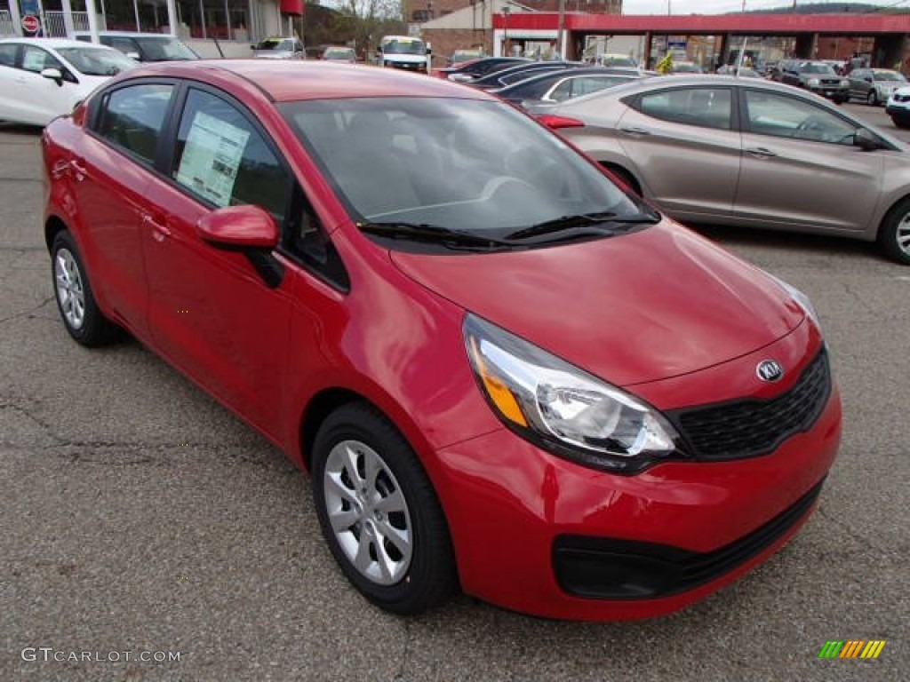 Signal Red 2013 Kia Rio LX Sedan Exterior Photo #80019193