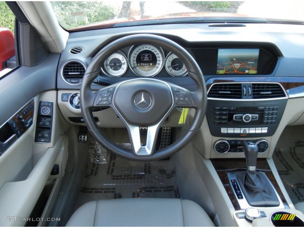 2012 Mercedes-Benz C 250 Sport Almond Beige/Mocha Dashboard Photo #80023644