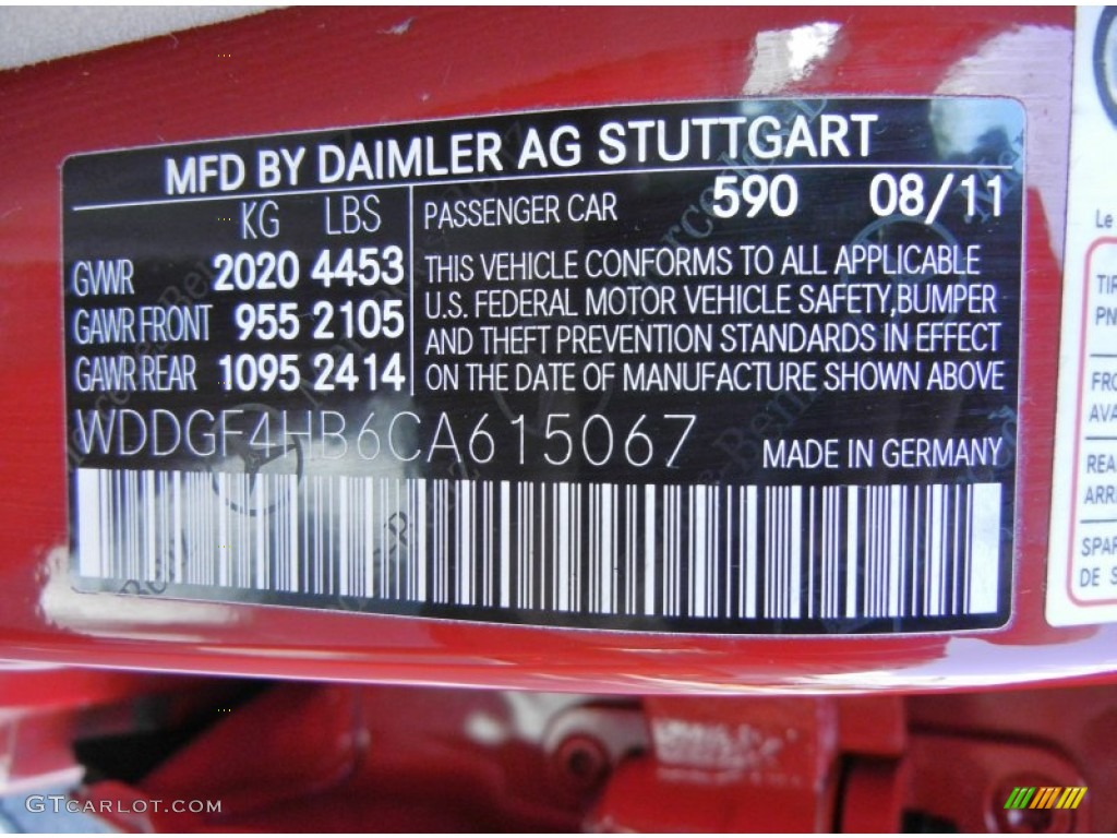 2012 C Color Code 590 for Mars Red Photo #80023826