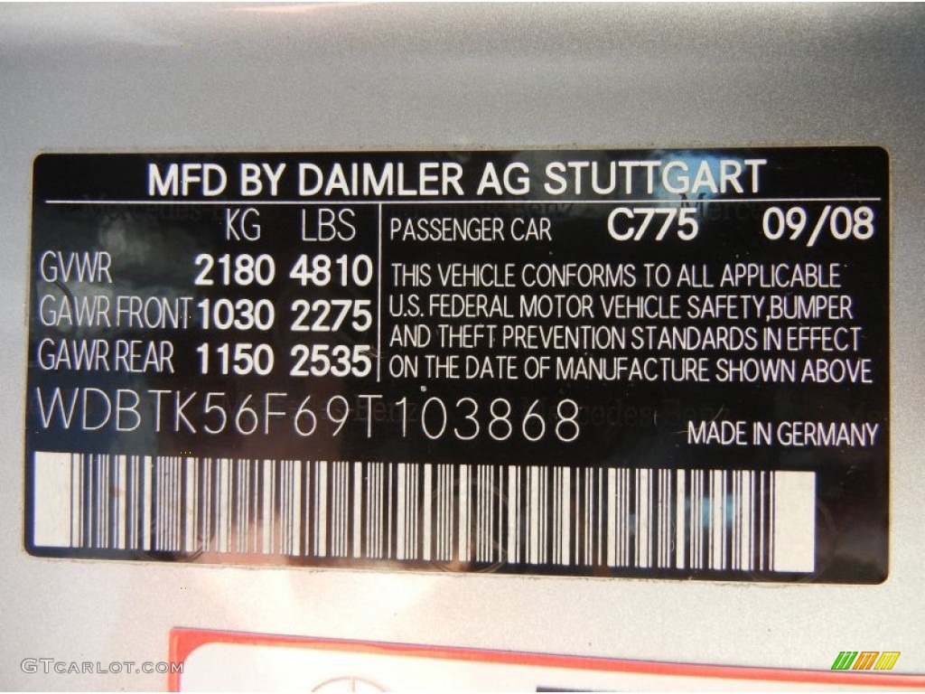 2009 Mercedes-Benz CLK 350 Cabriolet Color Code Photos