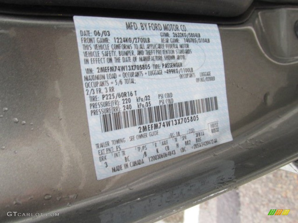 2003 Grand Marquis Color Code FS for Spruce Green Metallic Photo #80026229