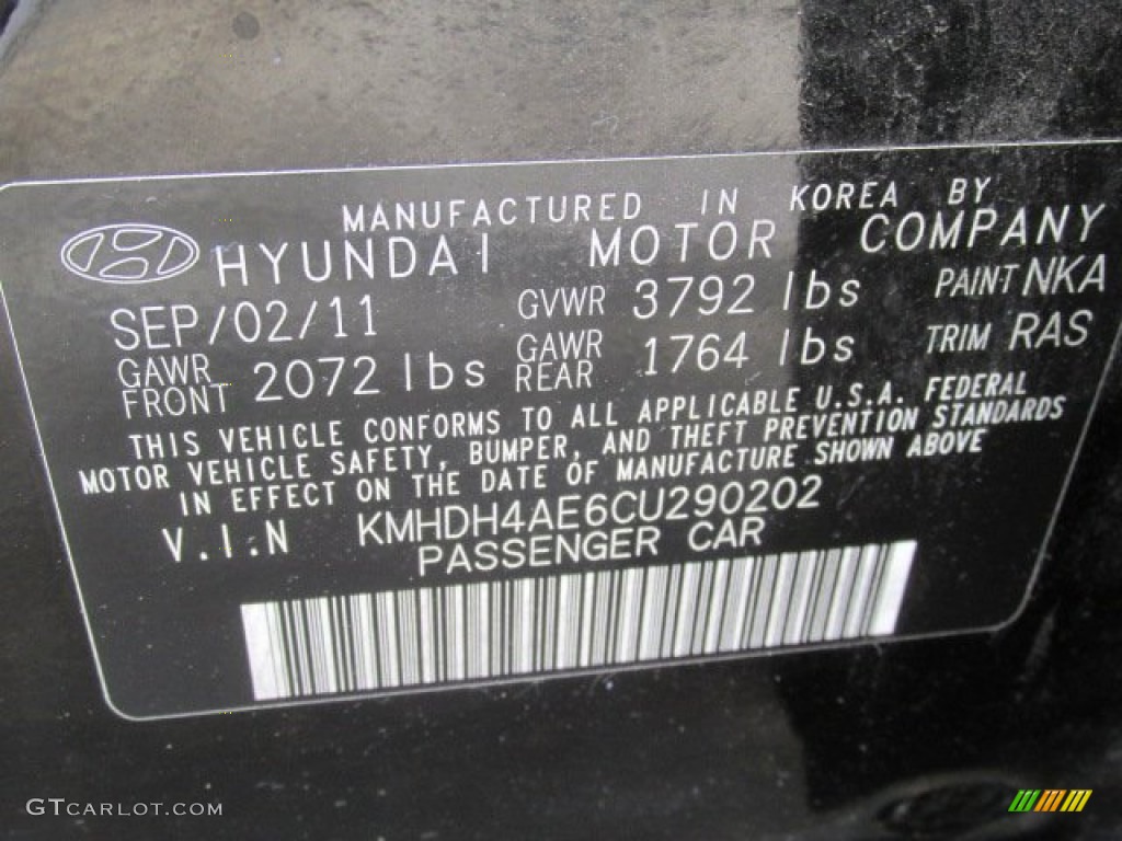 2012 Elantra Limited - Black Noir Pearl / Black photo #24