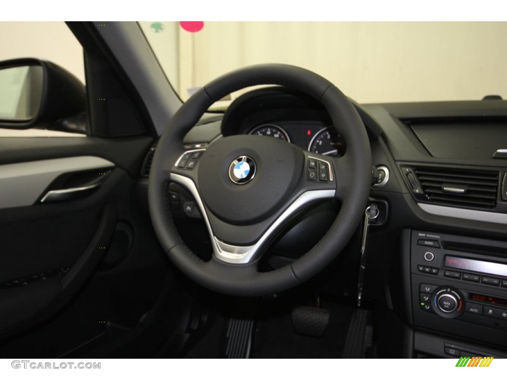 2014 BMW X1 sDrive28i Black Steering Wheel Photo #80035307