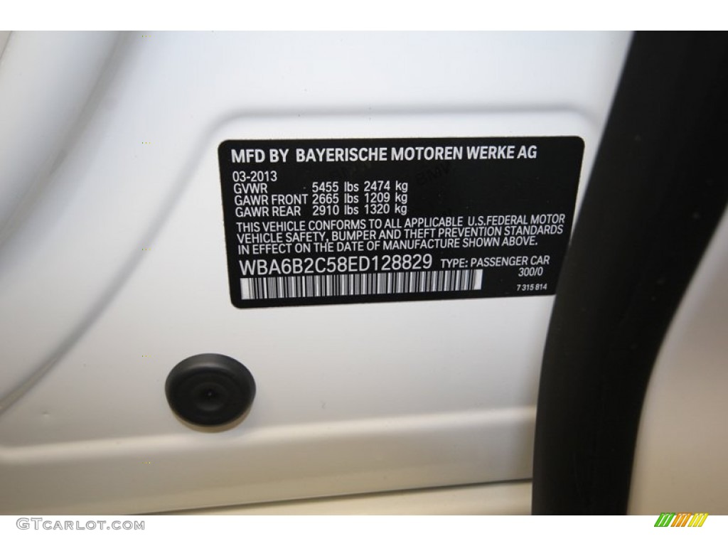 2014 6 Series Color Code 300 for Alpine White Photo #80035364