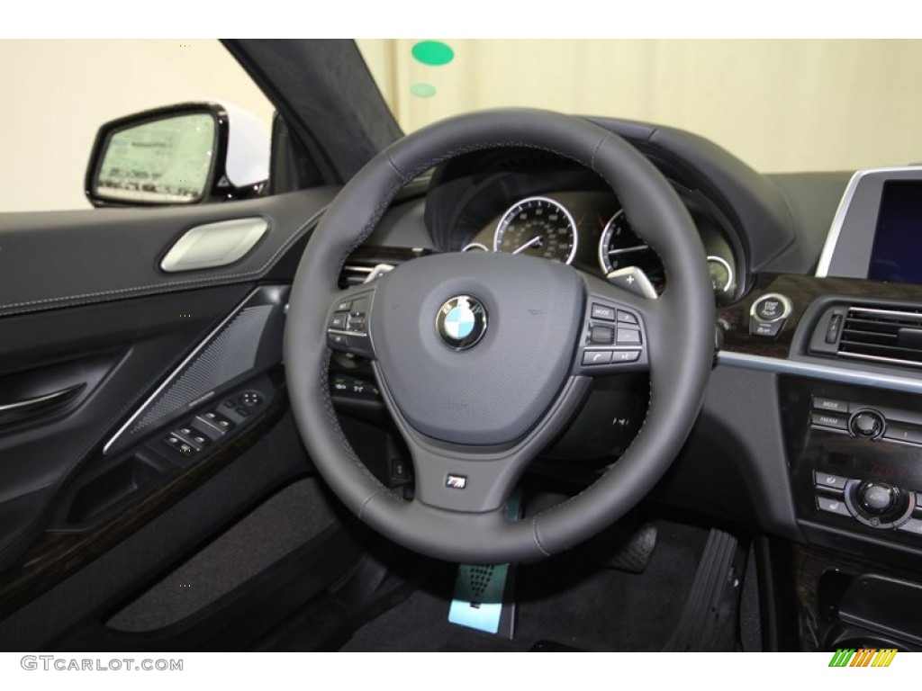 2014 BMW 6 Series 650i Gran Coupe Black Steering Wheel Photo #80035511