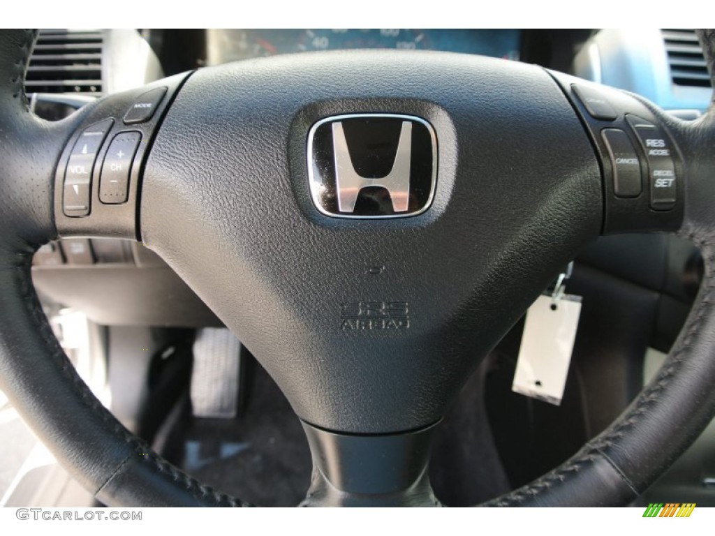 2005 Honda Accord EX V6 Coupe Black Steering Wheel Photo #80038477