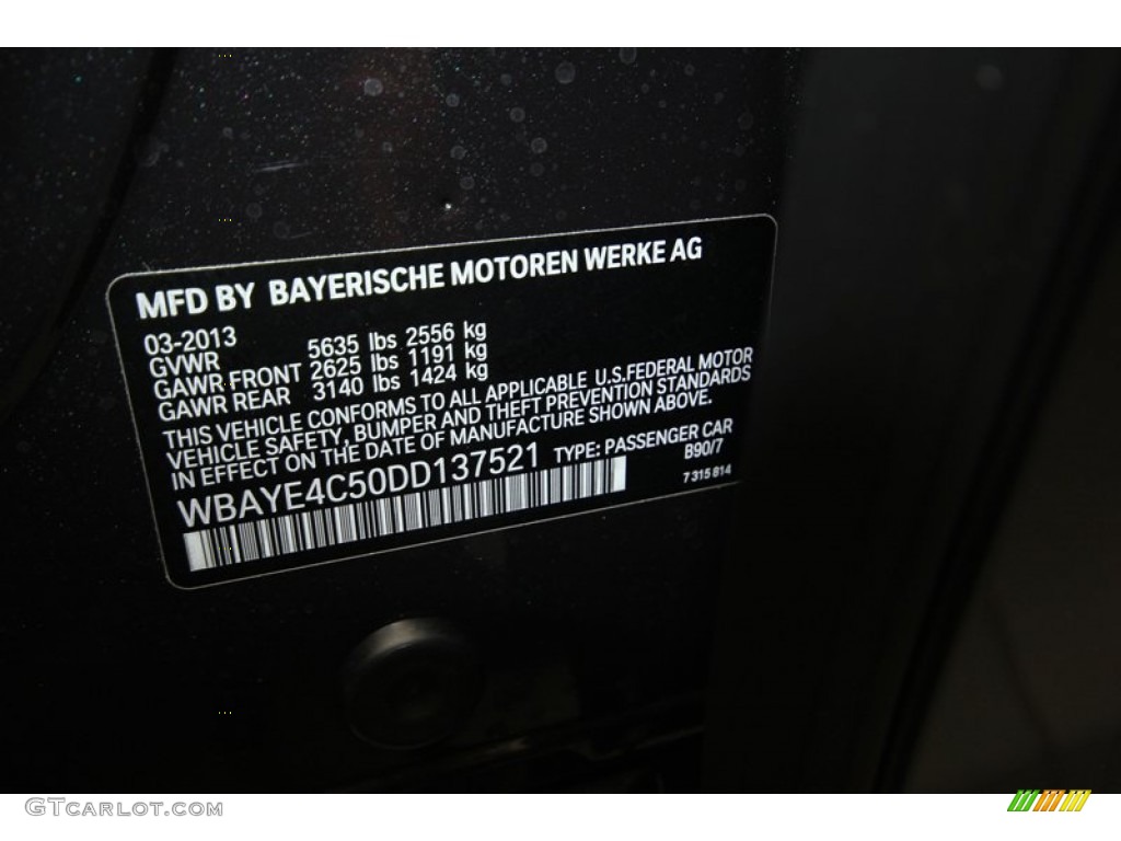 2013 7 Series Color Code B90 for Dark Graphite Metallic II Photo #80039007