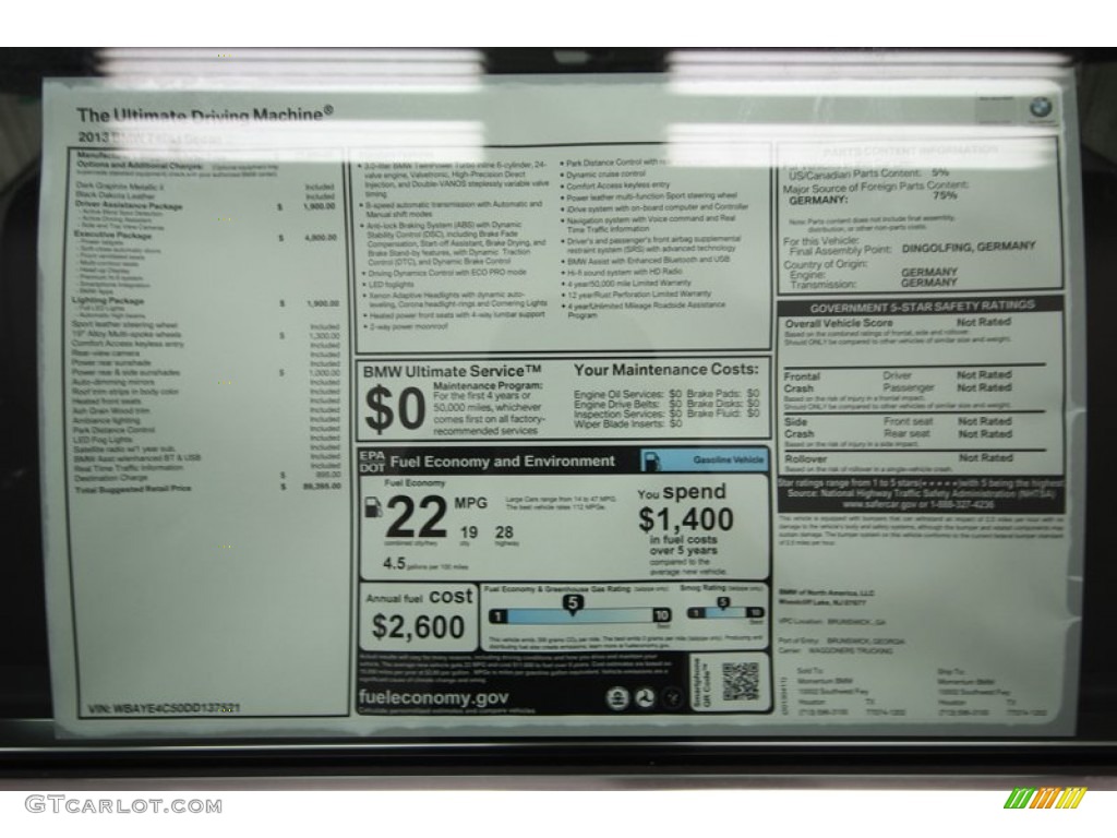 2013 7 Series 740Li Sedan - Dark Graphite Metallic II / Black photo #34