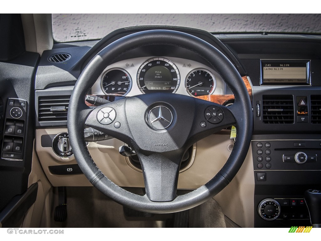 2010 Mercedes-Benz GLK 350 Almond/Black Steering Wheel Photo #80044488