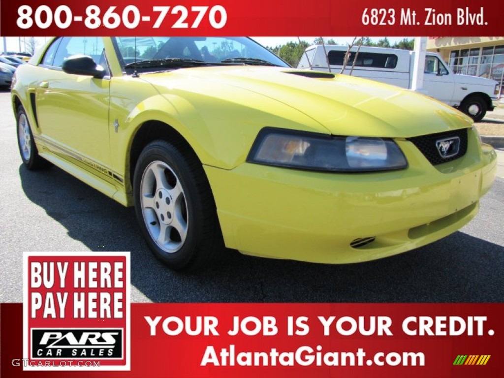 2001 Mustang V6 Coupe - Zinc Yellow Metallic / Dark Charcoal photo #4