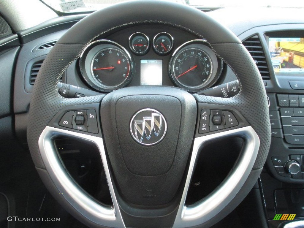 2013 Buick Regal GS Ebony Steering Wheel Photo #80055288