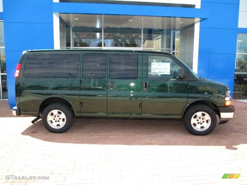 Dark Green Metallic 2013 Chevrolet Express LT 1500 Passenger Van Exterior Photo #80055491