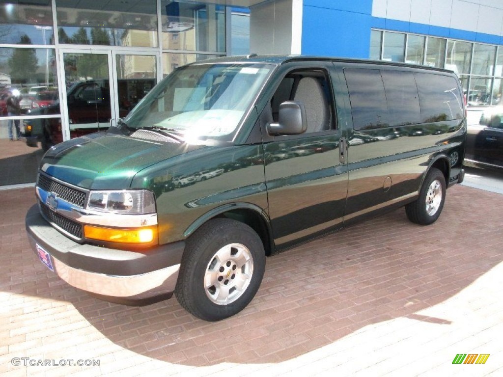 Dark Green Metallic 2013 Chevrolet Express LT 1500 Passenger Van Exterior Photo #80055593