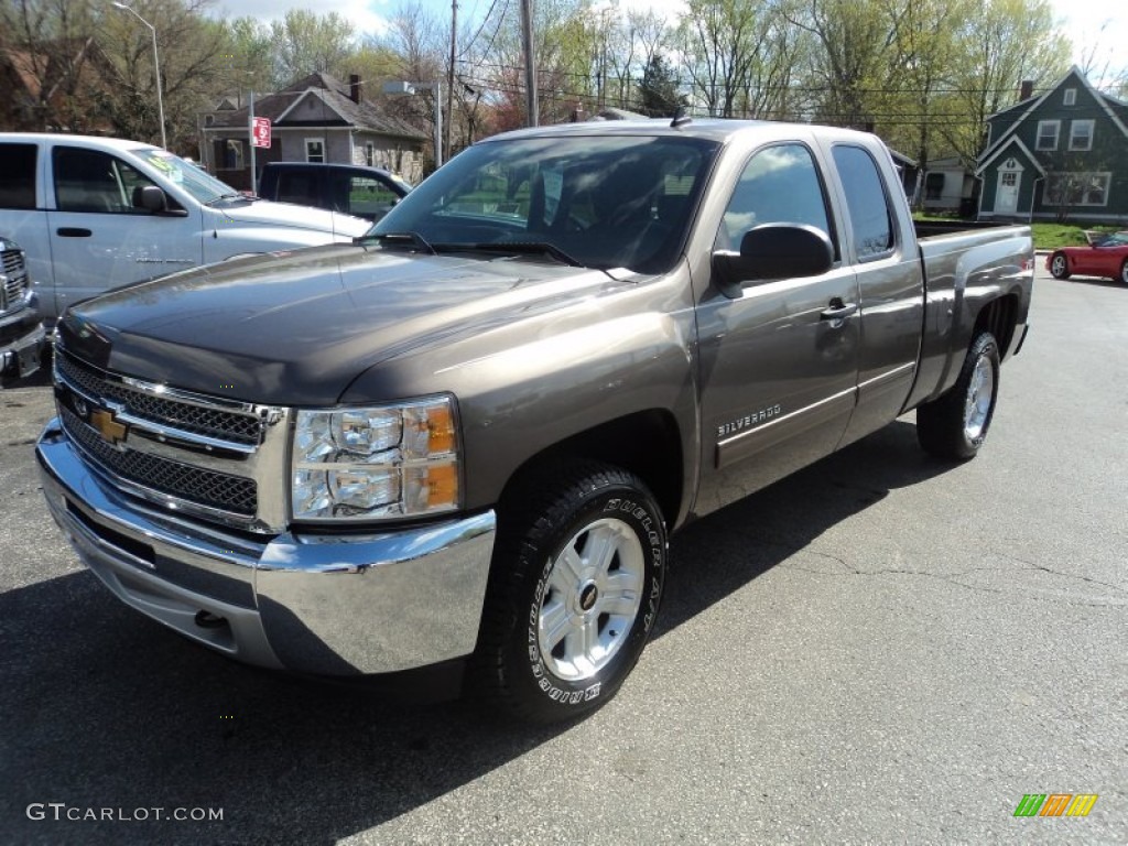 Mocha Steel Metallic 2012 Chevrolet Silverado 1500 LT Extended Cab 4x4 Exterior Photo #80065181