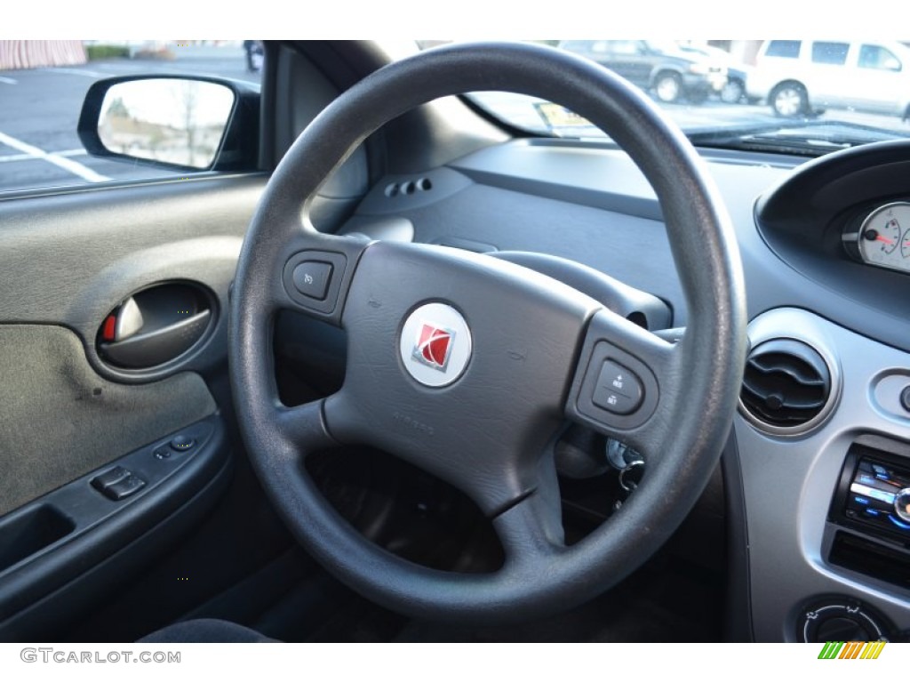 2005 Saturn ION 3 Quad Coupe Black Steering Wheel Photo #80074460