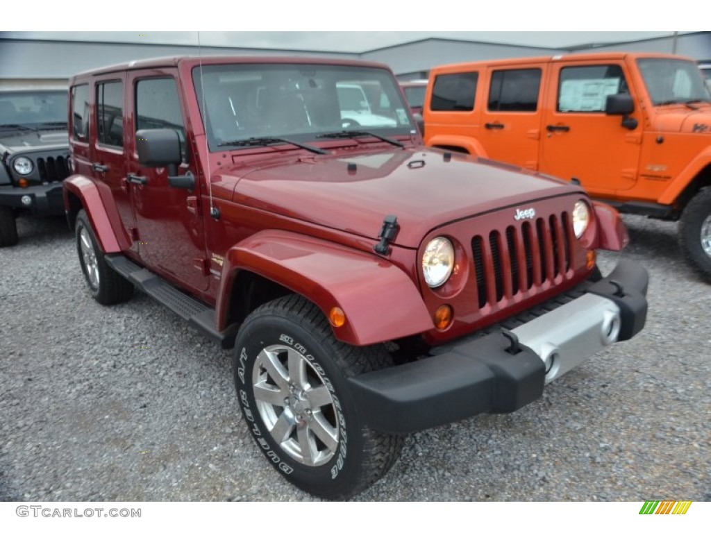 Deep Cherry Red Crystal Pearl 2013 Jeep Wrangler Unlimited Sahara 4x4 Exterior Photo #80078310