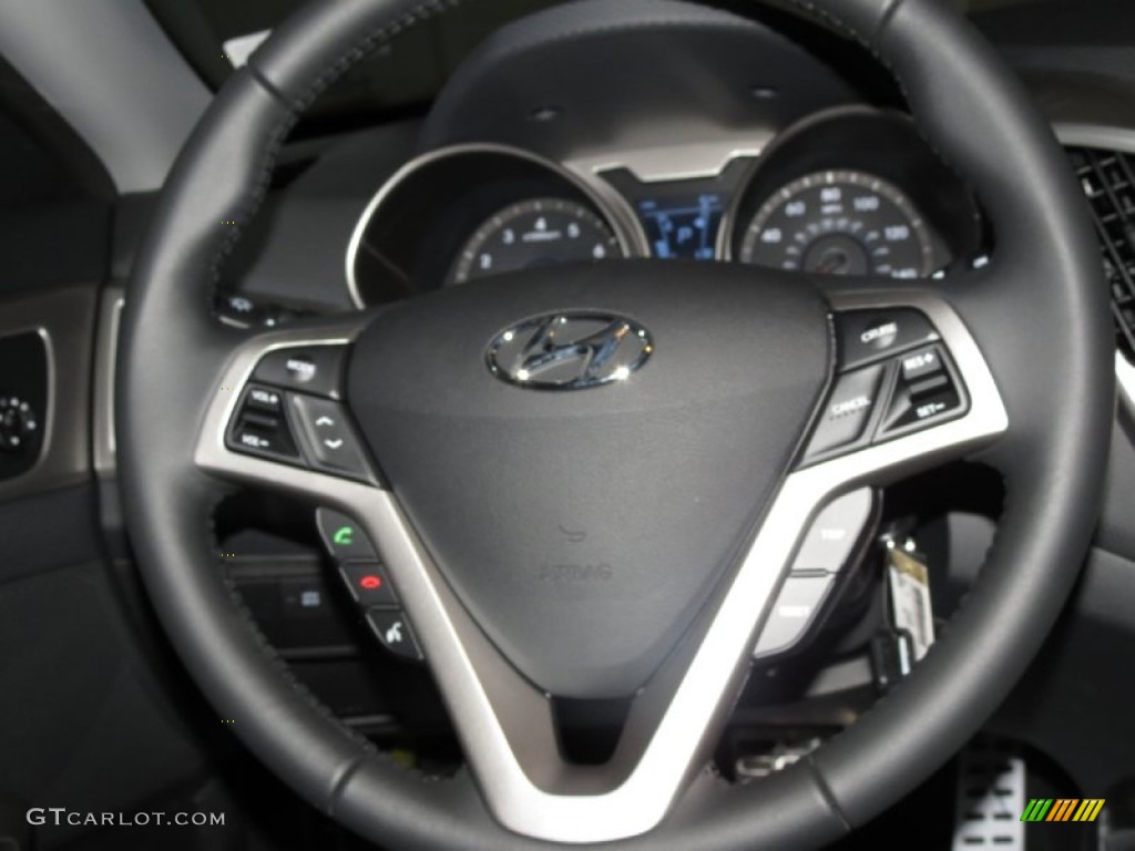 2013 Hyundai Veloster Standard Veloster Model Black Steering Wheel Photo #80080392