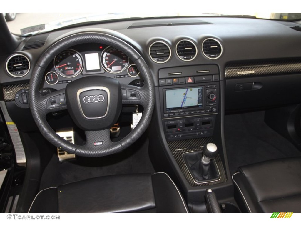 2008 Audi RS4 4.2 quattro Convertible Black Dashboard Photo #80080762