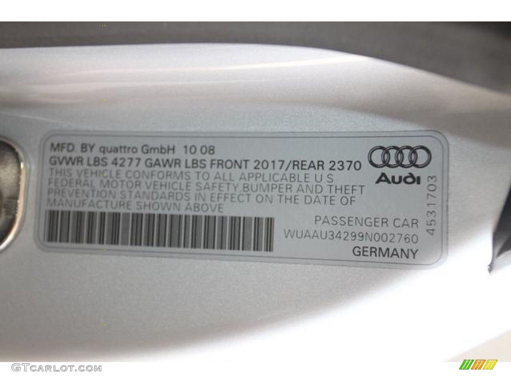 2009 Audi R8 4.2 FSI quattro Info Tag Photo #80082453