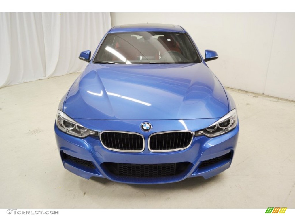 2013 3 Series 328i Sedan - Estoril Blue / Coral Red/Black photo #4