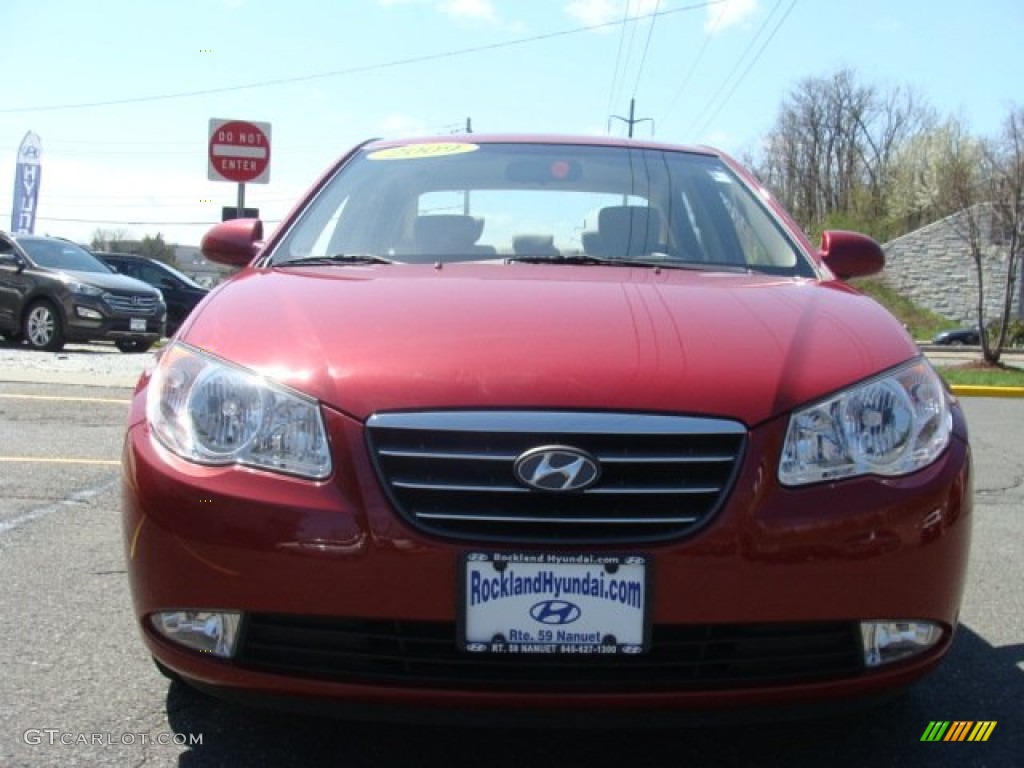 2009 Elantra GLS Sedan - Apple Red Pearl / Beige photo #2