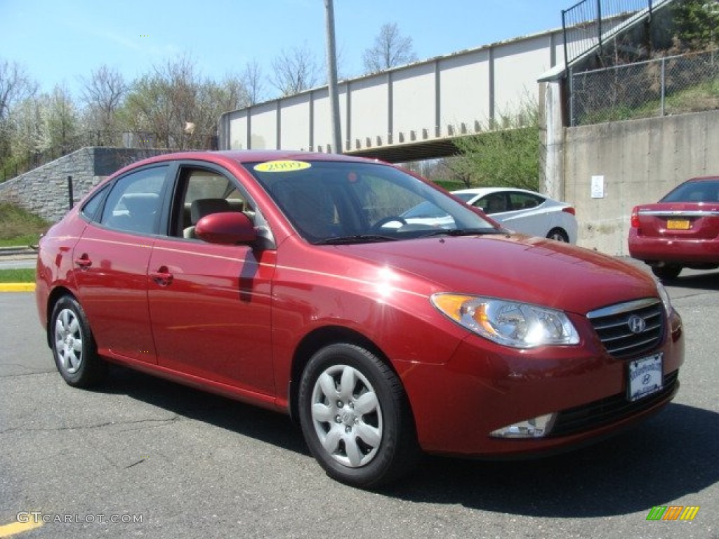 2009 Elantra GLS Sedan - Apple Red Pearl / Beige photo #3