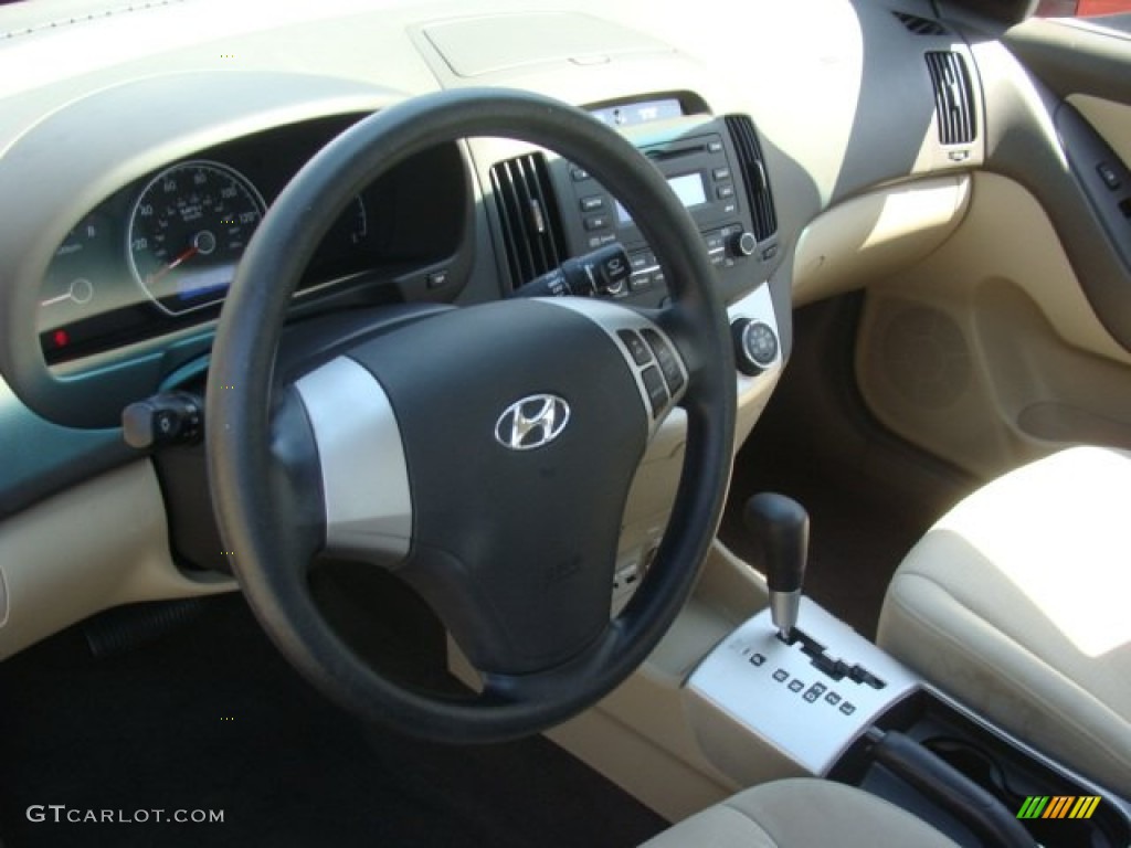 2009 Elantra GLS Sedan - Apple Red Pearl / Beige photo #9