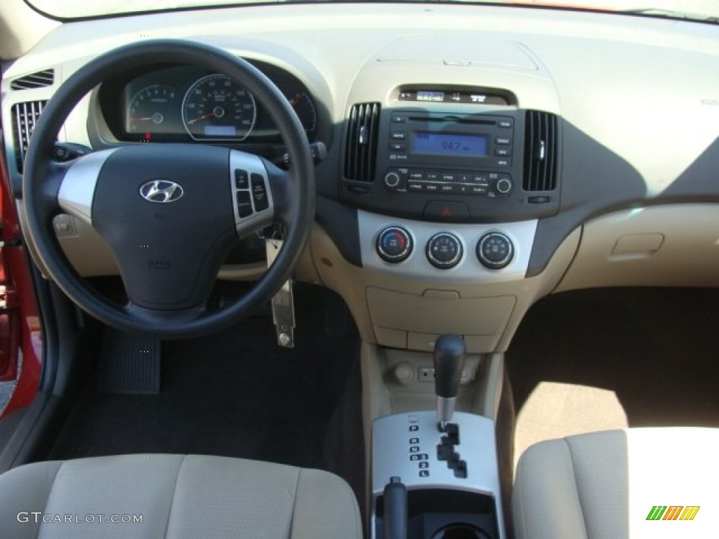 2009 Elantra GLS Sedan - Apple Red Pearl / Beige photo #11