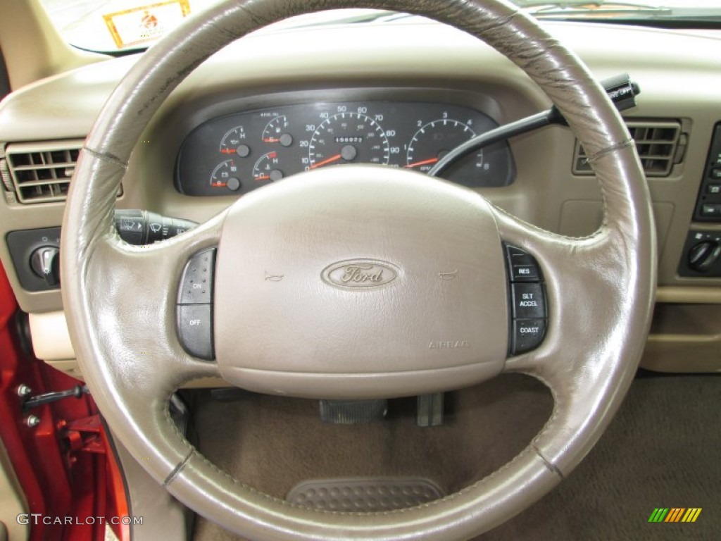 1999 Ford F250 Super Duty Lariat Extended Cab Medium Prairie Tan Steering Wheel Photo #80087523