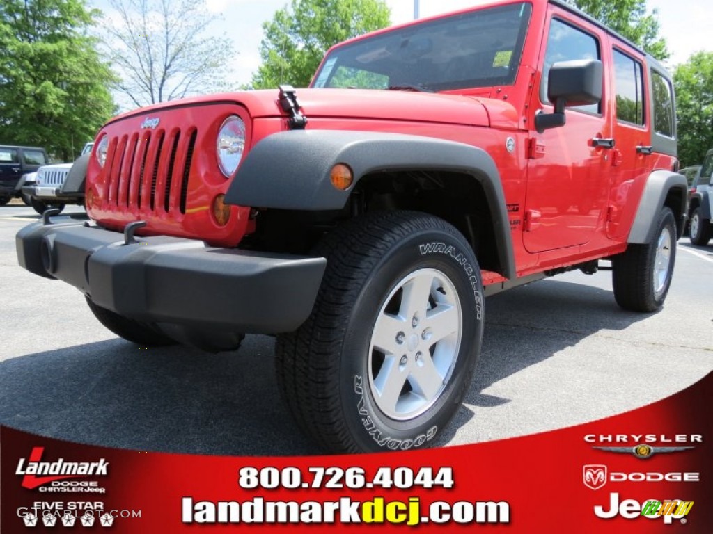 2013 Wrangler Unlimited Sport S 4x4 - Rock Lobster Red / Black photo #1