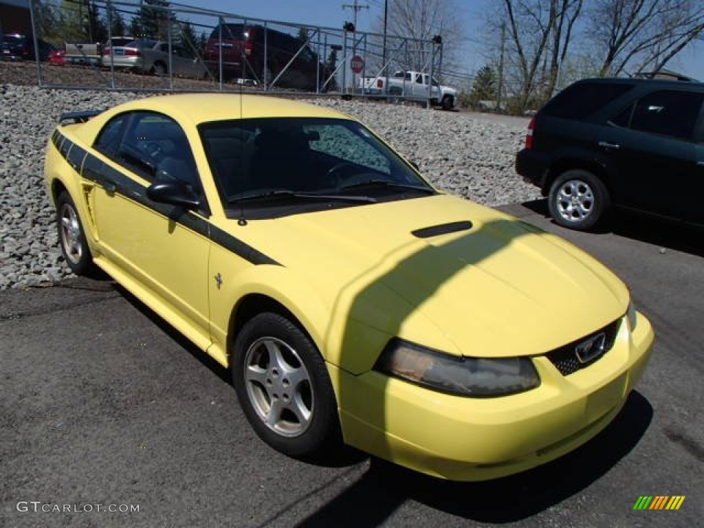 Zinc Yellow 2002 Ford Mustang V6 Coupe Exterior Photo #80089633