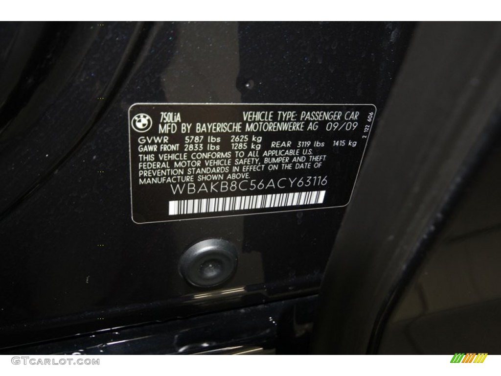 2010 BMW 7 Series 750Li Sedan Info Tag Photos