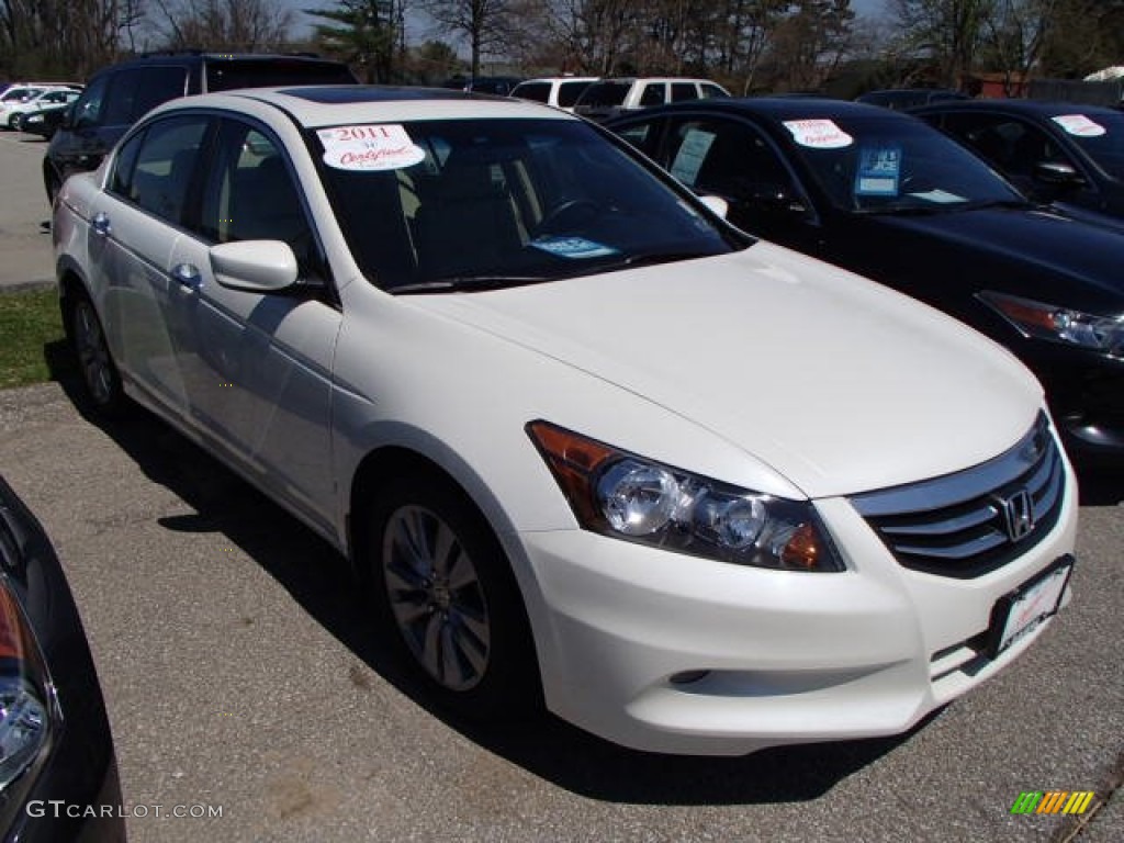 2011 Accord EX-L V6 Sedan - White Diamond Pearl / Ivory photo #1