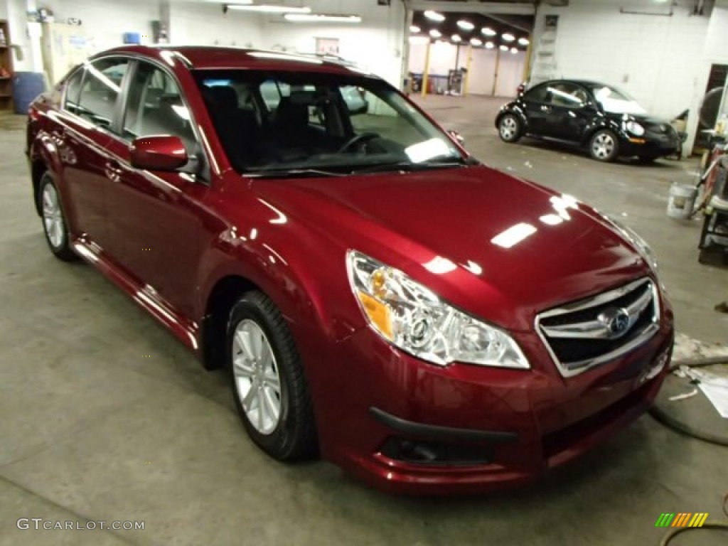 2010 Legacy 2.5i Premium Sedan - Ruby Red Pearl / Off Black photo #1