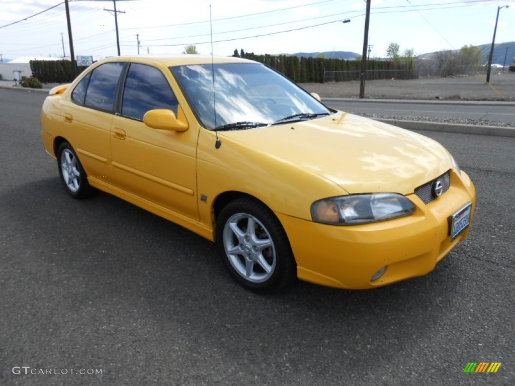 2003 Sentra SE-R - Sunburst Yellow / Stone Gray photo #5