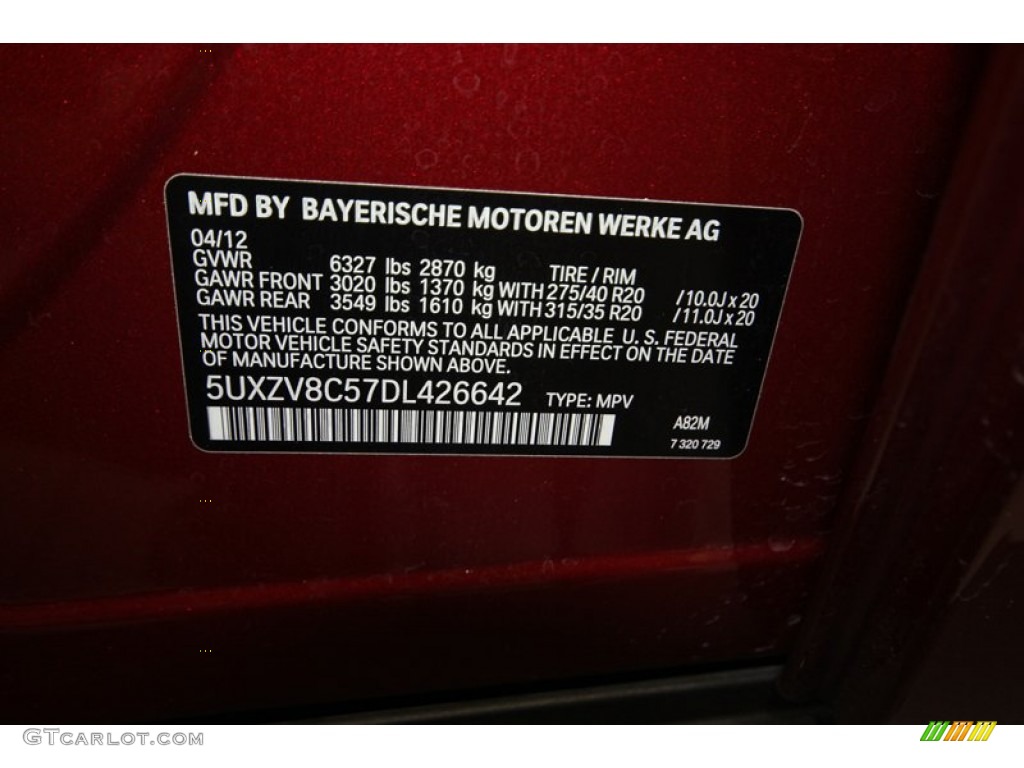 2013 X5 Color Code A82 for Vermilion Red Metallic Photo #80094796
