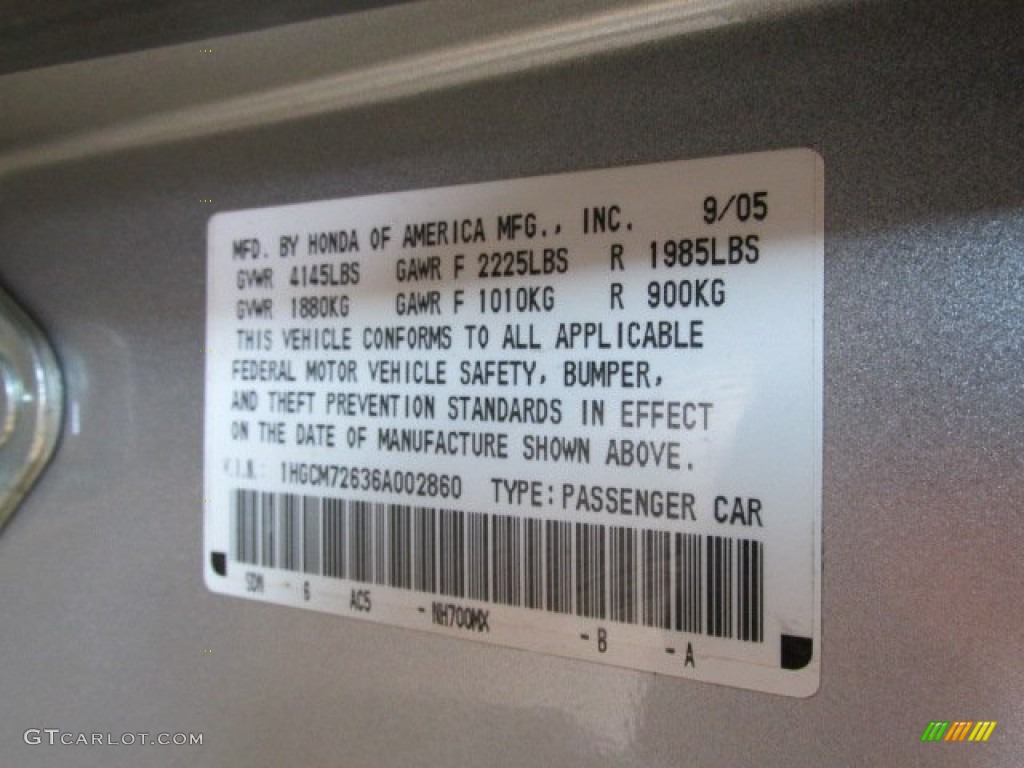 2006 Accord EX-L Coupe - Alabaster Silver Metallic / Gray photo #18