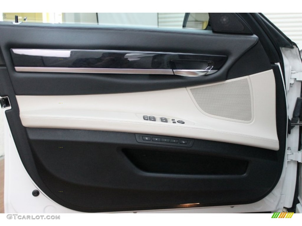 2011 BMW 7 Series 750Li Sedan Oyster/Black Door Panel Photo #80098312