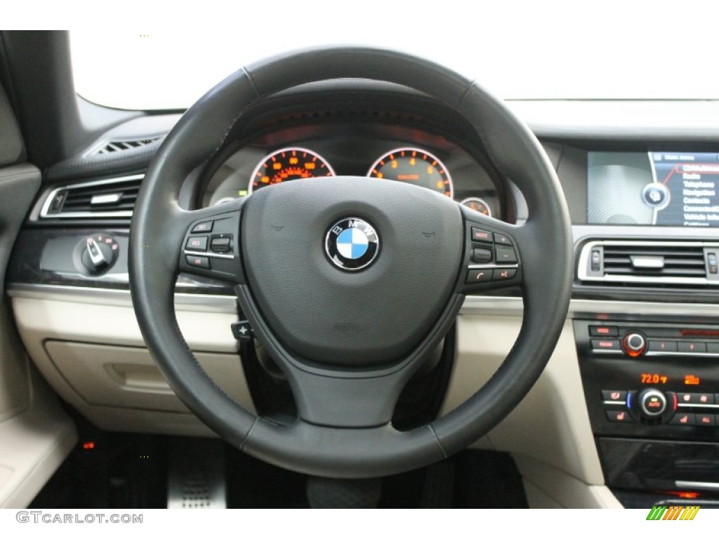 2011 BMW 7 Series 750Li Sedan Oyster/Black Steering Wheel Photo #80098435