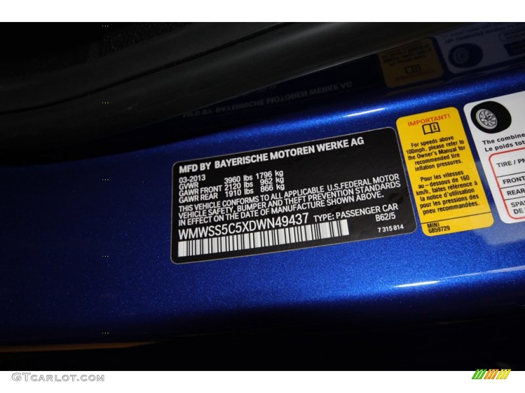 2013 Cooper Color Code B62 for Starlight Blue Metallic Photo #80100346