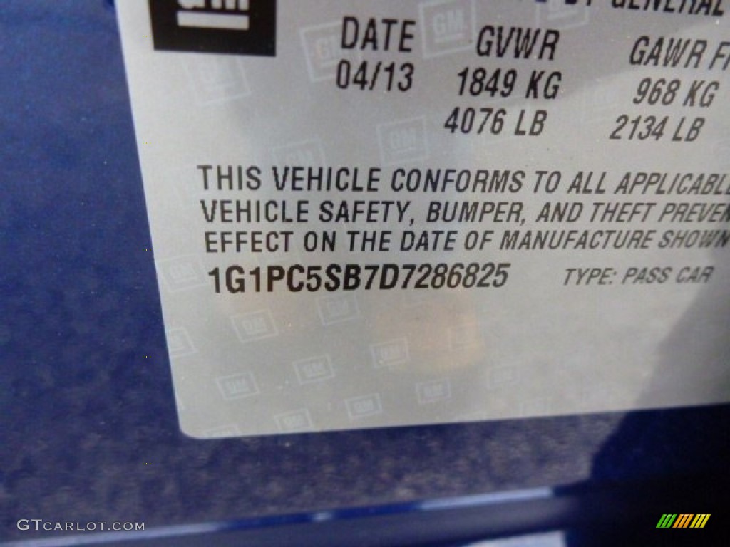 2013 Cruze LT - Blue Topaz Metallic / Jet Black photo #17