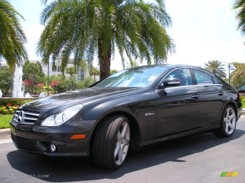2008 CLS 63 AMG - designo Platinum Black Metallic / Sunset Red photo #2